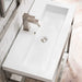Boston 31.5" Single Console Vanity in Brushed Nickel With White Glossy Composite Stone Top Top View