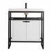 Boston 31.5" Single Console Vanity in Matte Black With White Glossy Composite Stone Top With Glossy White Storage