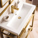 Boston 31.5" Single Console Vanity in Radiant Gold With White Glossy Composite Stone Top Top View