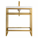 Boston 31.5" Single Console Vanity in Radiant Gold With White Glossy Composite Stone Top