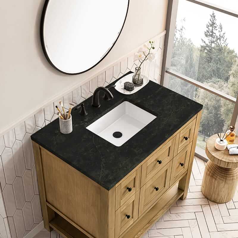 Breckenridge 36 Inch Single Vanity in Light Natural Oak With Phantome Eclos Top