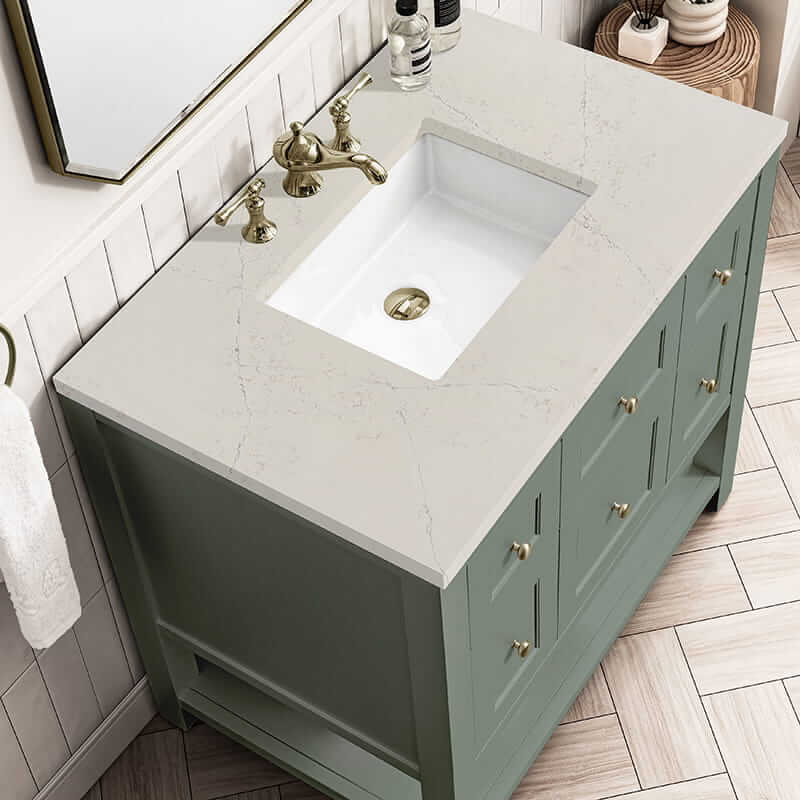 Breckenridge 36 Inch Single Vanity in Smokey Celadon With Siberian Silestone Top