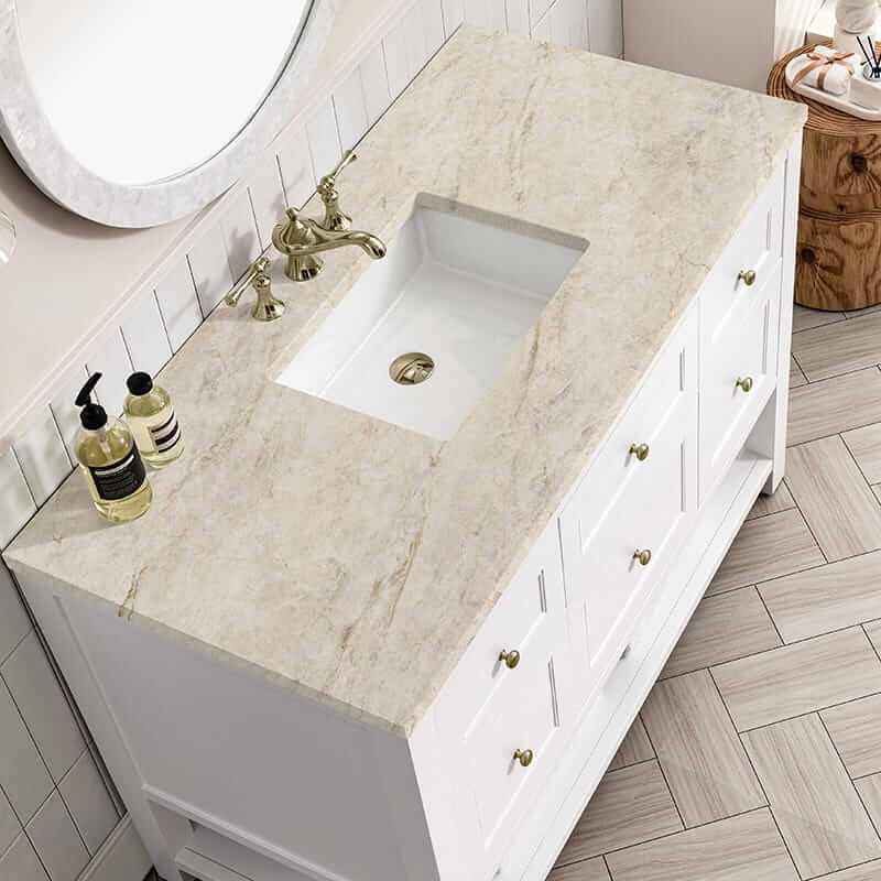 Breckenridge 48 Inch Single Vanity in Bright White With Tajnar Eclos Top