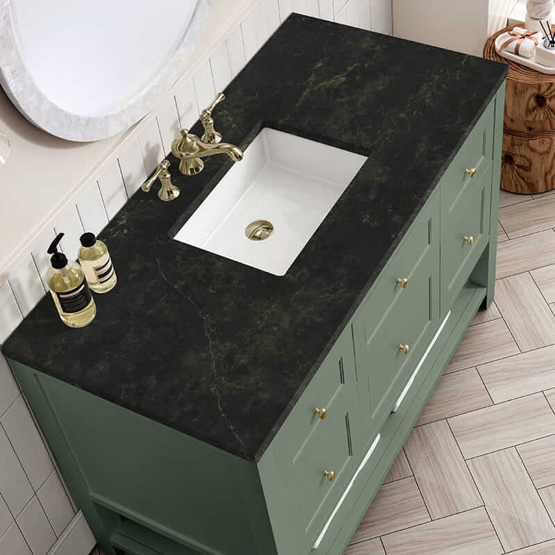 Breckenridge 48 Inch Single Vanity in Smokey Celadon With Phantome Eclos Top