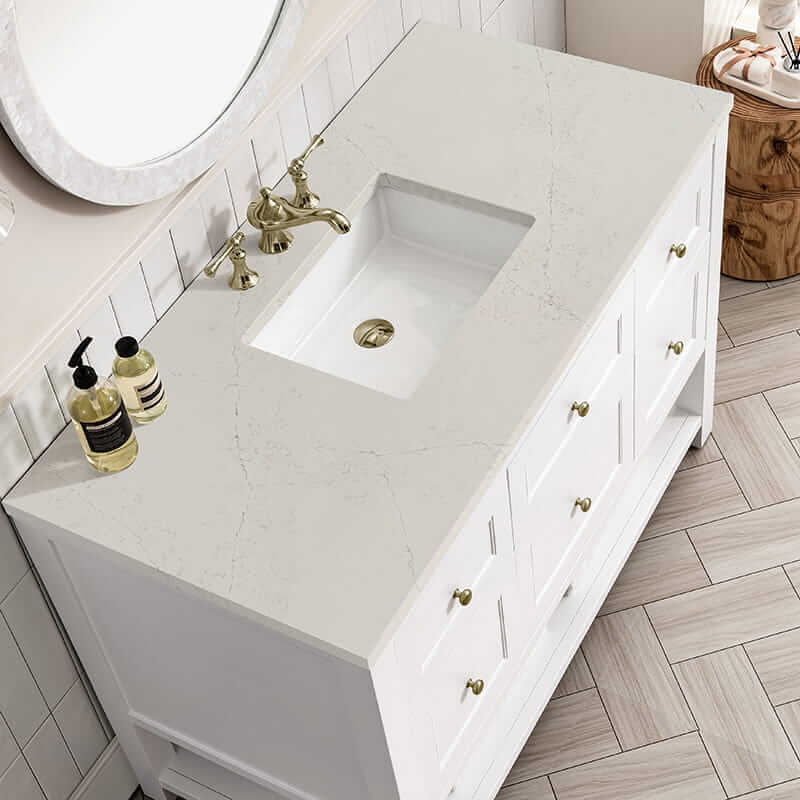 Breckenridge 48" Single Vanity in Bright White With Siberian Silestone Top