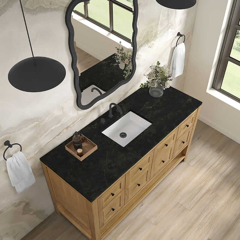 Breckenridge 60 Inch Single Vanity in Light Natural Oak With Phantome Eclos Top