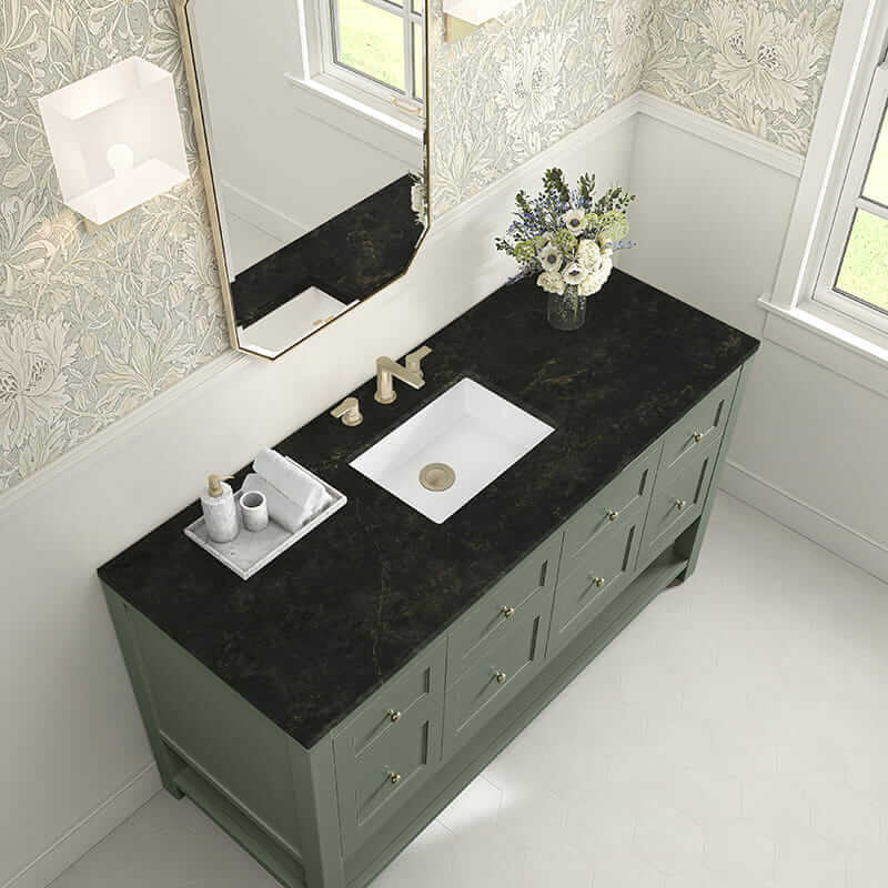 Breckenridge 60" Single Vanity in Smokey Celadon With Phantome Eclos Top