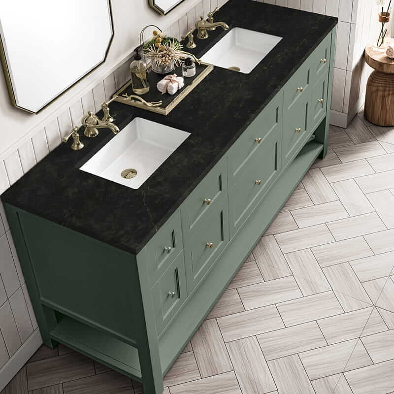 Breckenridge 72" Double Vanity in Smokey Celadon With Phantome Eclos Top