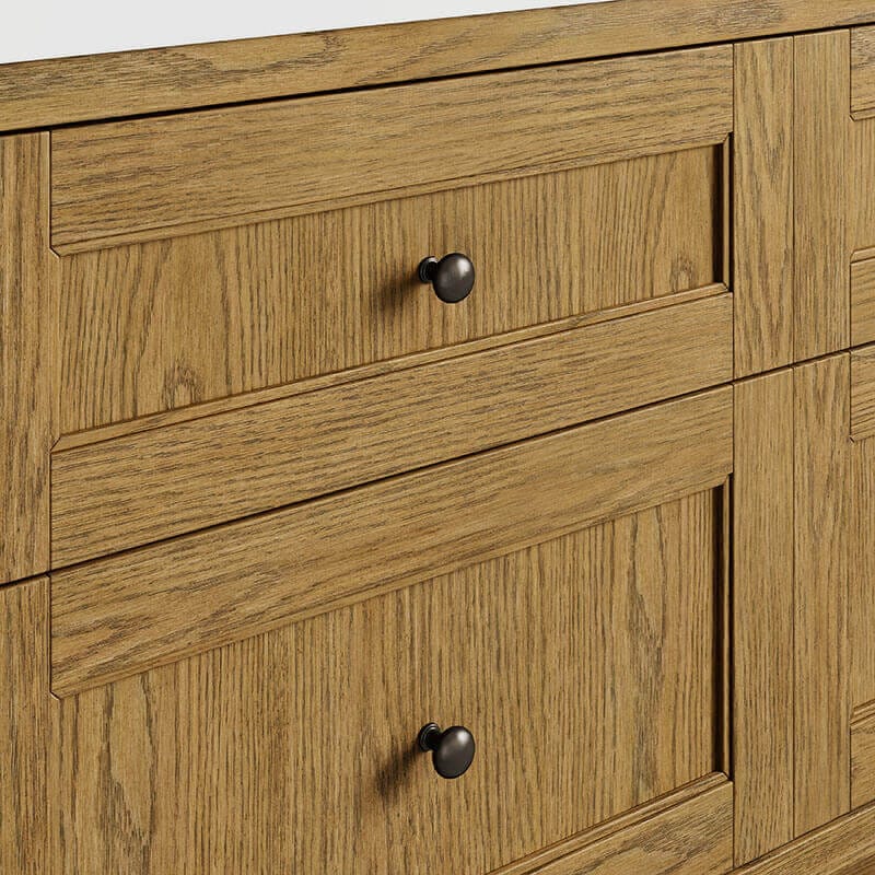Breckenridge 84" Double Vanity Light Natural Oak Drawers Close Up