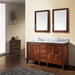 Brentwood 61 Double Sink Bathroom Vanity New Walnut in Carrara White Marble Corner View