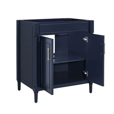 Bristol 30 inch Single Sink Bathroom Vanity Navy Blue Cabinet Only Open Drawer