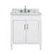 Bristol 30 inch Single Sink Bathroom Vanity White in Carrara White Marble Front View