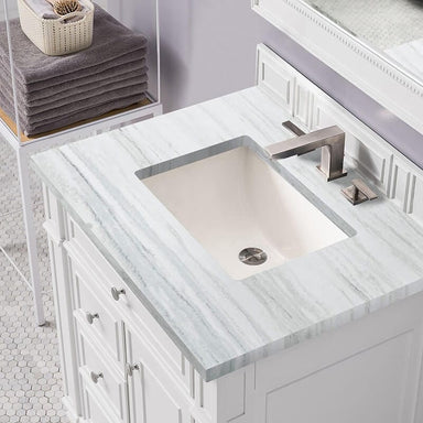 Bristol 30 Inch Single Vanity Bright White With Arctic Fall Solid Surface Top