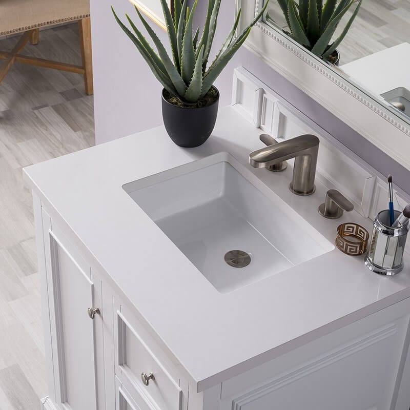 Bristol 30 Inch Single Vanity Bright White With White Zeus Silestone Top