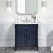 Bristol 30 Single Sink Bathroom Vanity Navy Blue in Cala White Engineered Stone Front View