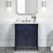 Bristol 30 Single Sink Bathroom Vanity Navy Blue in Carrara White Marble Front View