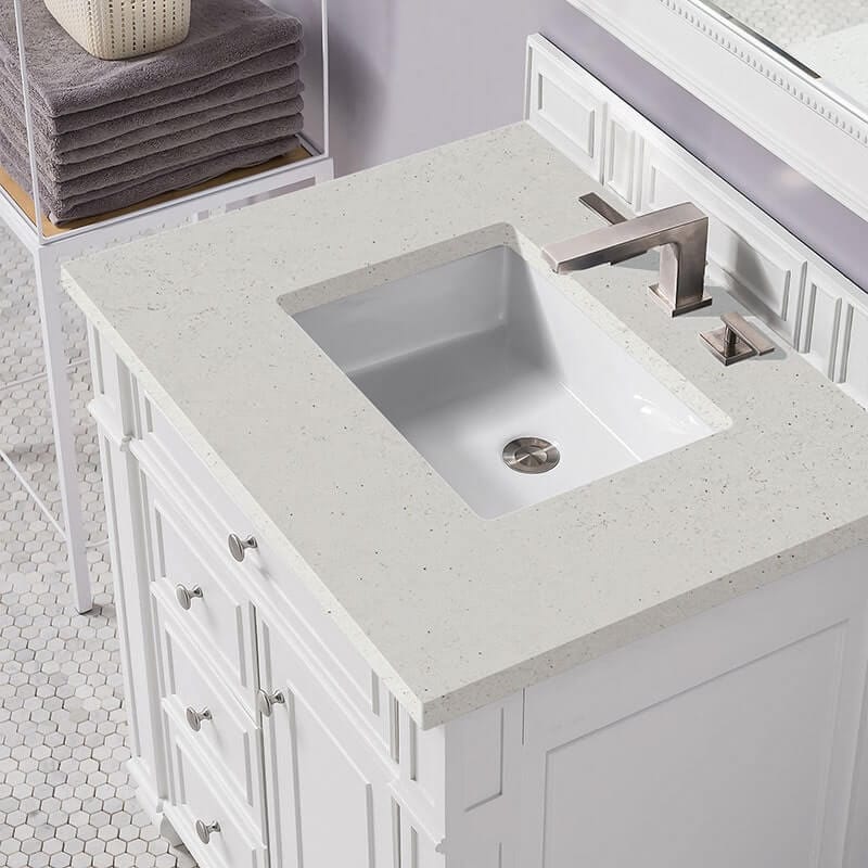 Bristol 30" Single Vanity Bright White With Lime Delight Silestone Top