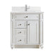 Bristol 30" Single Vanity Bright White With Single Hole Faucet White Zeus Silestone Top Backsplash