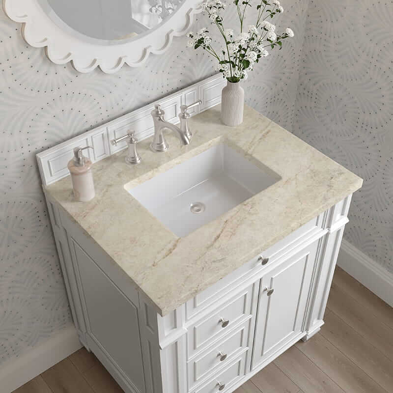 Bristol 30" Single Vanity in Bright White With Tajnar Eclos Top