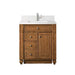 Bristol 30 Single Vanity Saddle Brown With Single Hole Faucet White Zeus Silestone Top Backsplash