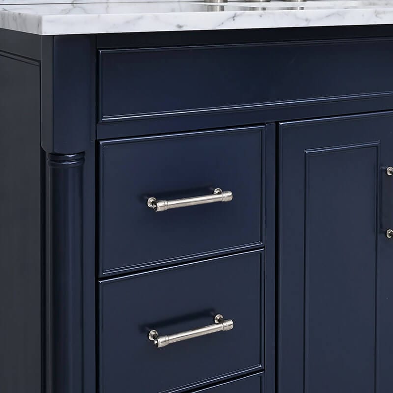 Bristol 36 Single Sink Bathroom Vanity Navy Blue Cabinet Only Hardware Close up