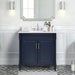 Bristol 36 Single Sink Bathroom Vanity Navy Blue in Cala White Engineered Stone Front View