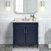 Bristol 36 Single Sink Bathroom Vanity Navy Blue in Carrara White Marble Front View