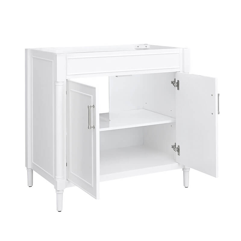 Bristol 36 Single Sink Bathroom Vanity White Cabinet Only Open Drawer
