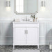 Bristol 36 Single Sink Bathroom Vanity White in Cala White Engineered Stone Front View