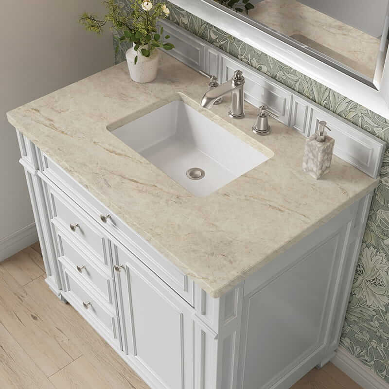 Bristol 36" Single Vanity in Bright White With Tajnar Eclos Top