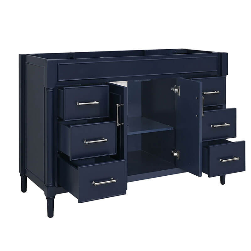 Bristol 48 inch Single Sink Bathroom Vanity Navy Blue Cabinet Only Open Drawer