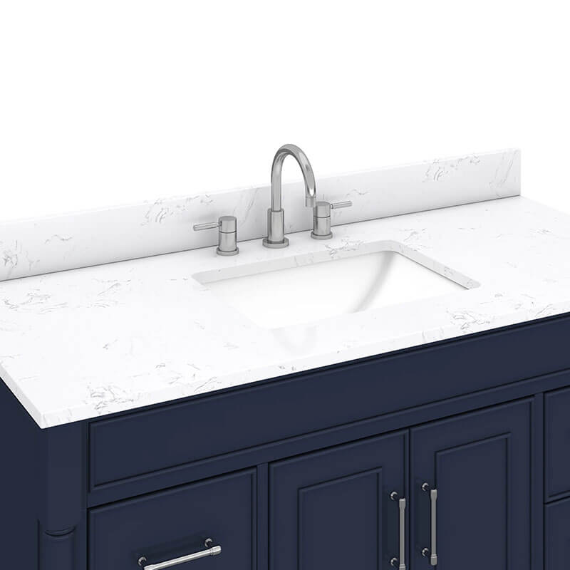 Bristol 48 inch Single Sink Bathroom Vanity Navy Blue in Cala White Engineered Stone