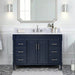 Bristol 48 inch Single Sink Bathroom Vanity Navy Blue in Carrara White Marble Front View