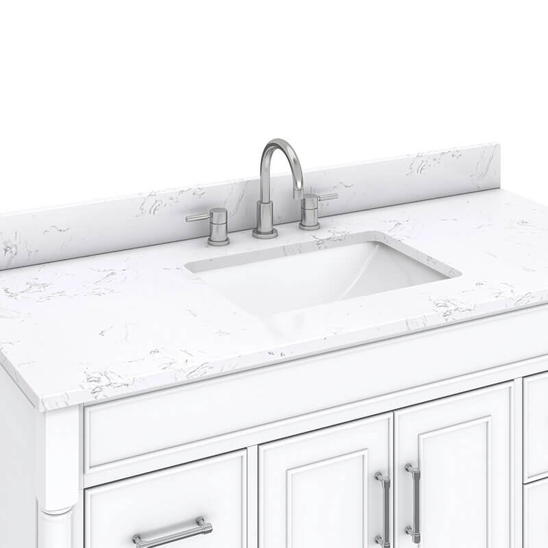 Bristol 48 inch Single Sink Bathroom Vanity Navy White in Cala White Engineered Stone