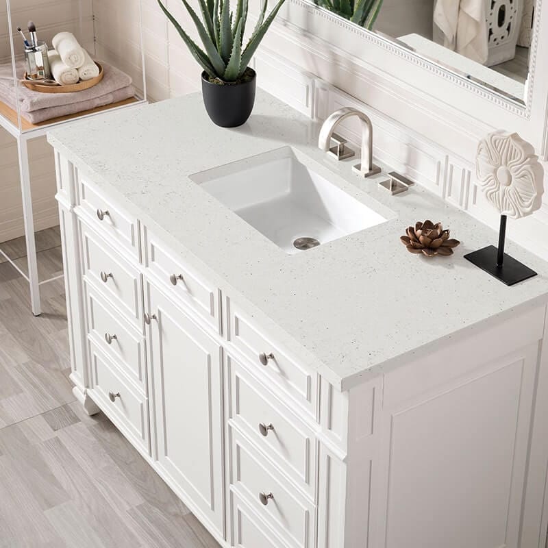 Bristol 48 Inch Single Vanity Bright White With Lime Delight Silestone Top