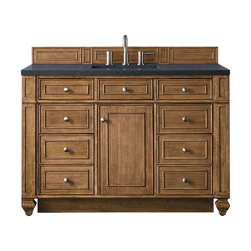 Bristol 48 Inch Single Vanity Saddle Brown With Charcoal Soapstone Silestone Top