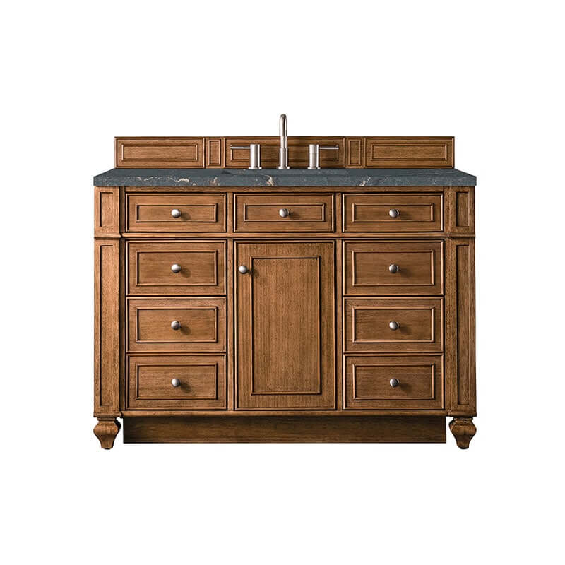 Bristol 48 Inch Single Vanity Saddle Brown With Parisien Bleu Silestone Top