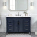 Bristol 48 Single Sink Bathroom Vanity Navy Blue in Cala White Engineered Stone Front View