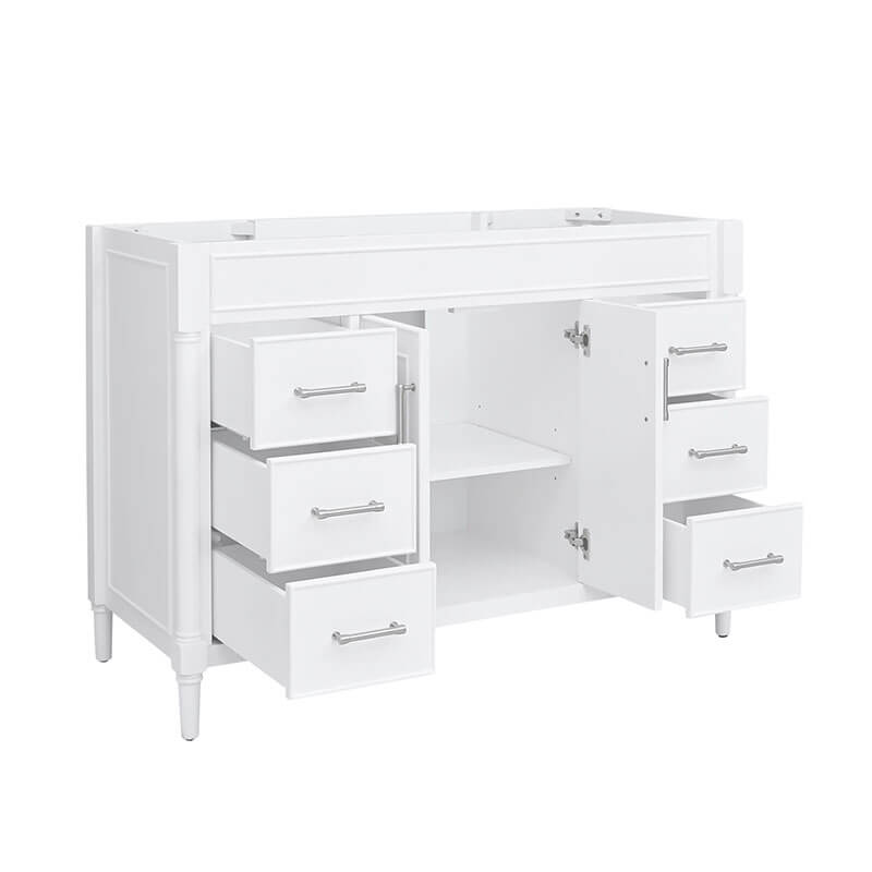 Bristol 48 Single Sink Bathroom Vanity Navy White Cabinet Only Open Drawer