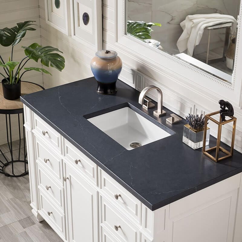 Bristol 48" Single Vanity Bright White With Charcoal Soapstone Silestone Top Min