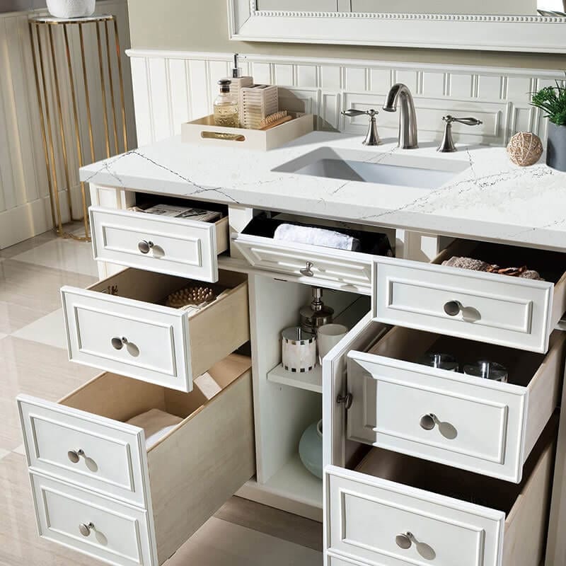 Bristol 48" Single Vanity Bright White With Ethereal Noctis Silestone Top