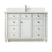 Bristol 48" Single Vanity Bright White With Single Hole Faucet White Zeus Silestone Top Backsplash