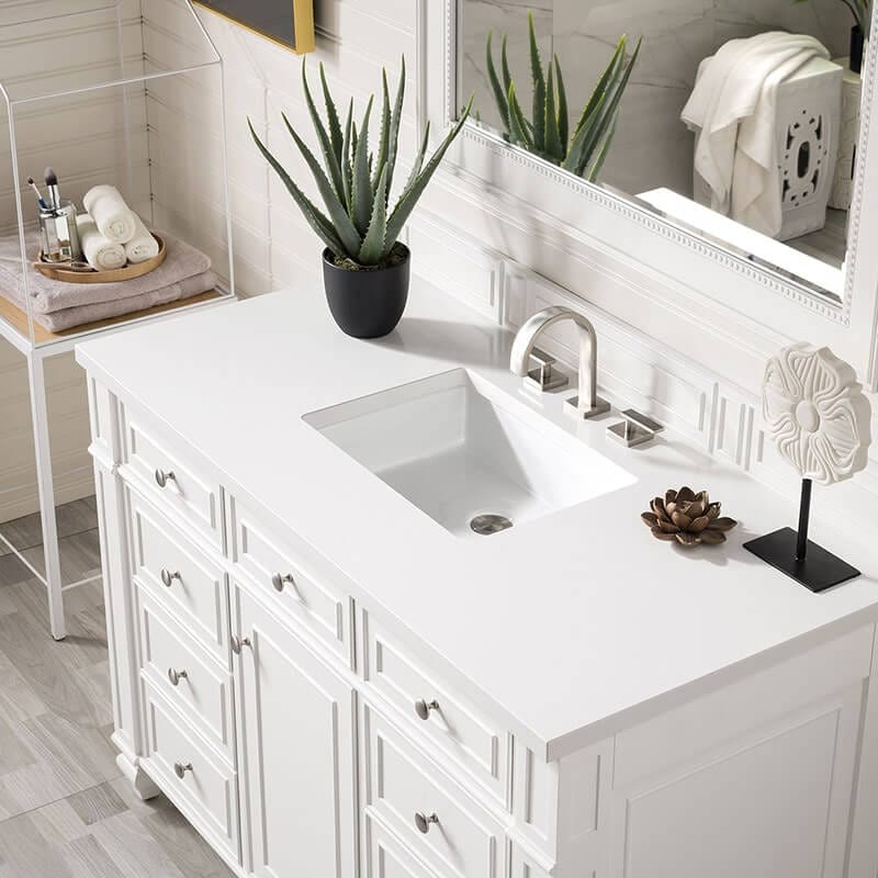 Bristol 48" Single Vanity Bright White With White Zeus Silestone Top