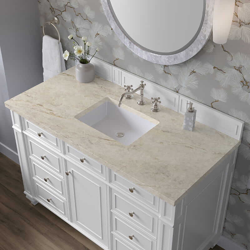 Bristol 48" Single Vanity in Bright White With Tajnar Eclos Top