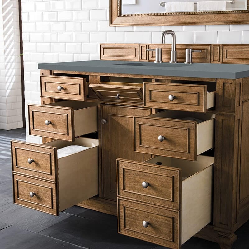 Bristol 48" Single Vanity Saddle Brown With Cala Blue Silestone Top