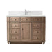 Bristol 48 Single Vanity Whitewashed Walnut With Single Hole Faucet White Zeus Silestone Top Backsplash