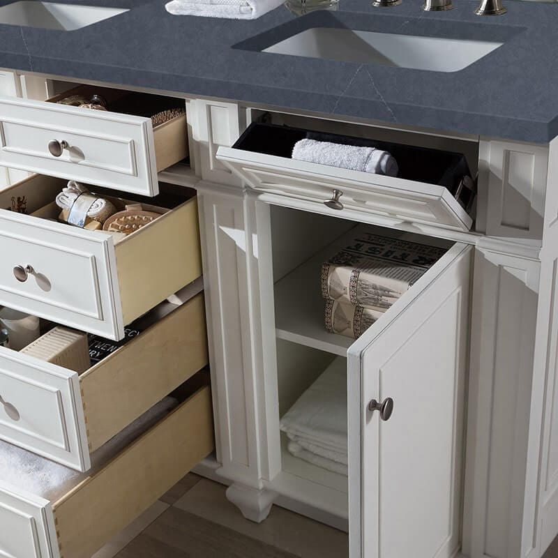 Bristol 60" Double Vanity Bright White With Charcoal Soapstone Silestone Top