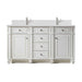 Bristol 60" Double Vanity Bright White With Single Hole Faucet White Zeus Silestone Top Backsplash