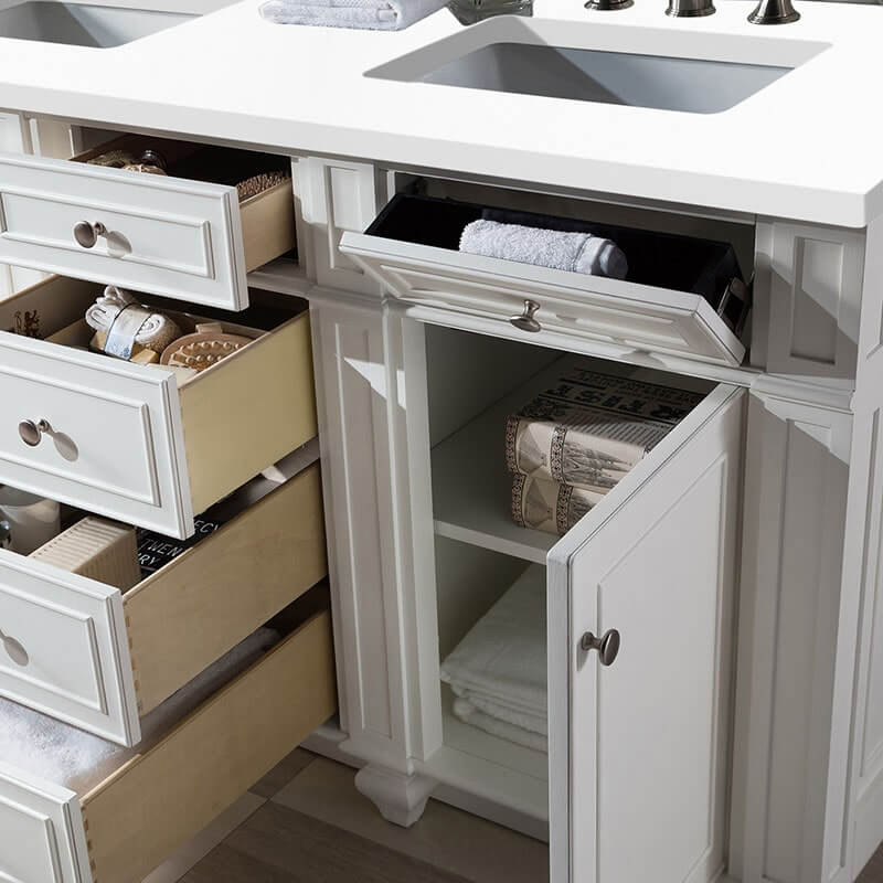 Bristol 60" Double Vanity Bright White With White Zeus Silestone Top