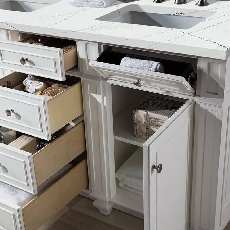 Bristol 60" Double Vanity Bright Whitee With Ethereal Noctis Silestone Top